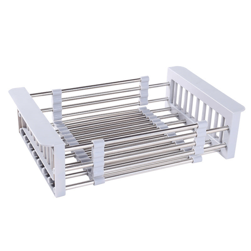 Kitchen Sink Retractable Drain Basket Stainless Steel Sink Drain Rack sunstore