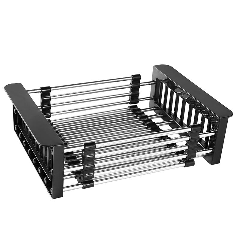 Kitchen Sink Retractable Drain Basket Stainless Steel Sink Drain Rack sunstore