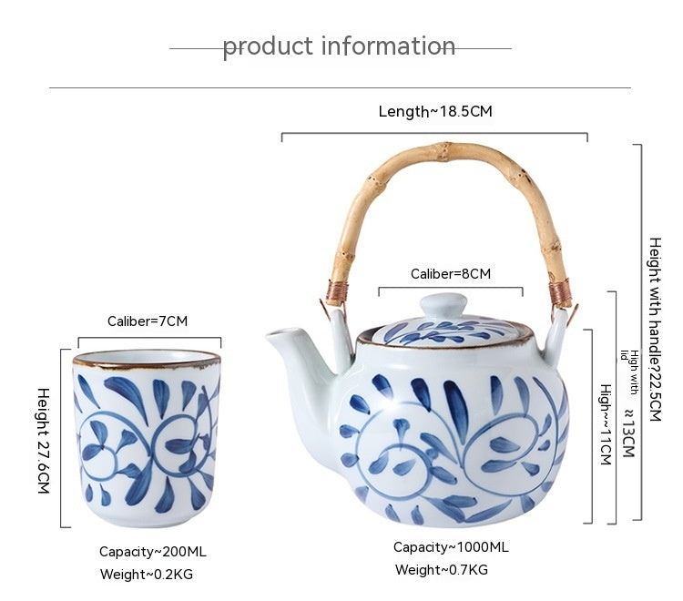 Porcelain Household Ceramic Kettle Tea Japanese Retro sun store