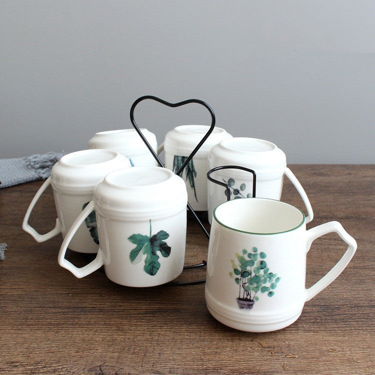Nordic Green Plant Ceramic Kettle Set sun store