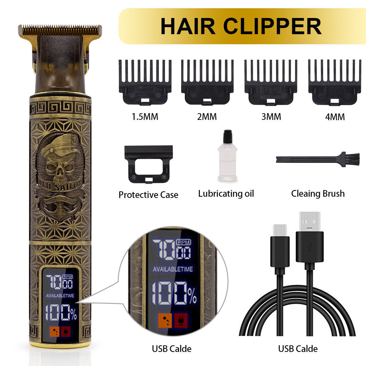 Mens Professional Hair Clippers Electric Shaver Trimmers Machine Cordless Beard sun store