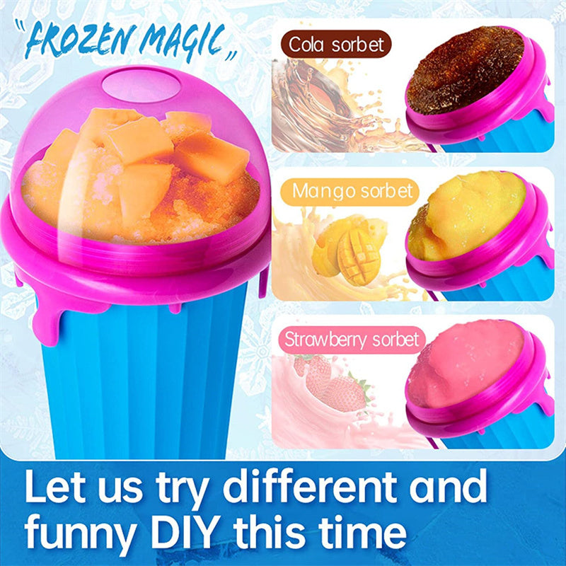 500ml Large Capacity Slushy Cup Summer Squeeze Homemade Juice Water Bottle Quick-Frozen Smoothie Sand Cup Pinch Fast Cooling Magic Ice Cream Slushy Maker Beker Kitchen Gadgets sunstore