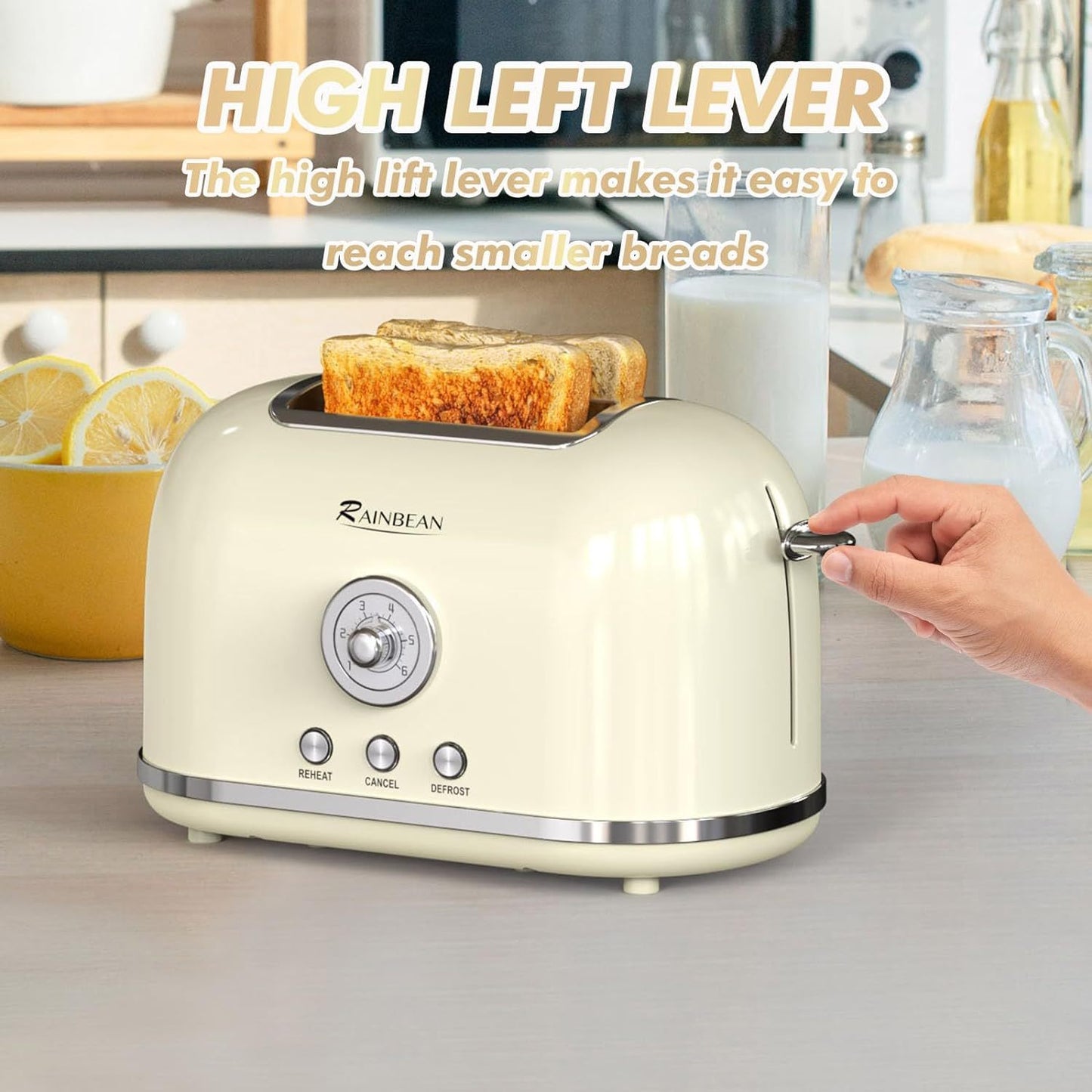 Toaster 2 Slice Retro Toaster Stainless Steel With 6 Bread Shade Settings And Bagel Cancel Defrost Reheat Function, Cute Bread Toaster With Extra Wide Slot And Removable Crumb Tray sun store