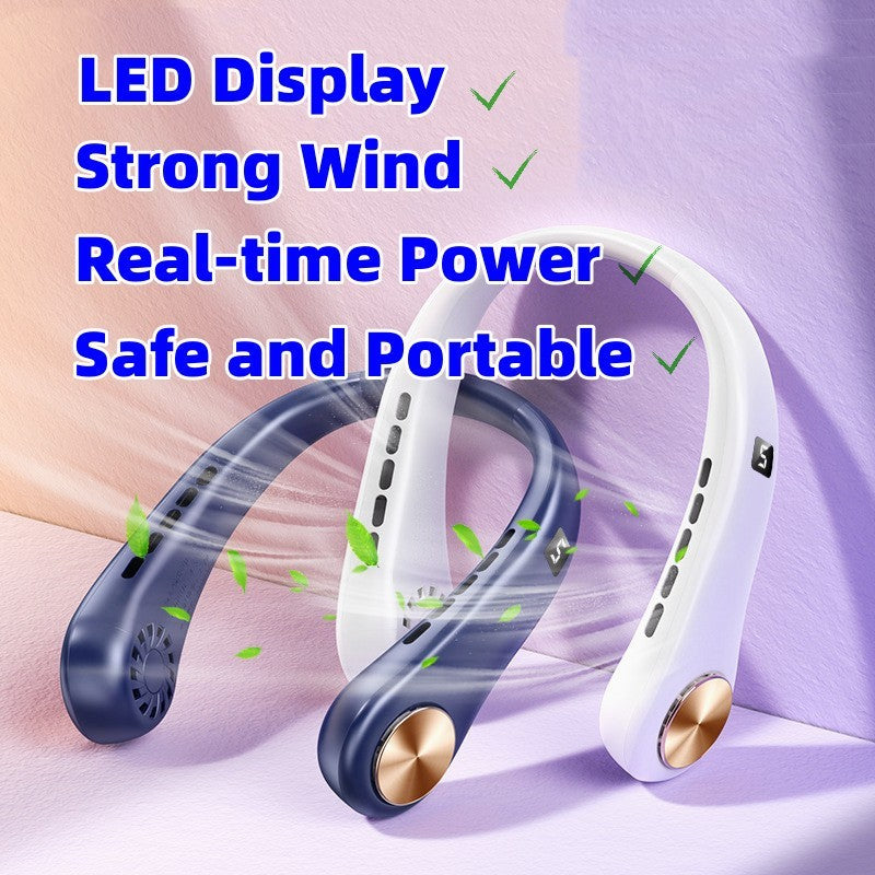 New Mini Neck Fan Portable Bladeless Hanging Neck Rechargeable Air Cooler Mini Summer Sports Fans sunstore