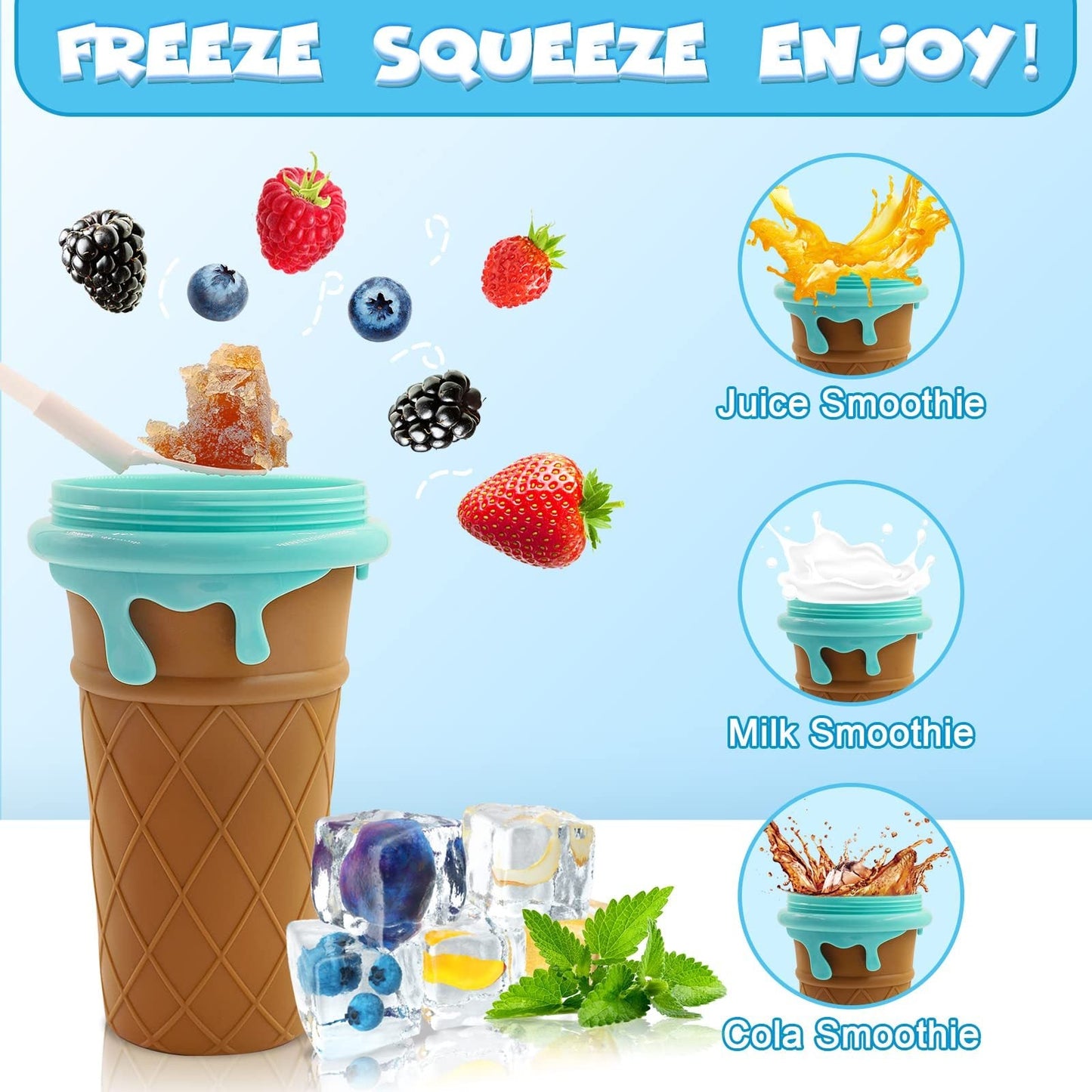 500ml Large Capacity Slushy Cup Summer Squeeze Homemade Juice Water Bottle Quick-Frozen Smoothie Sand Cup Pinch Fast Cooling Magic Ice Cream Slushy Maker Beker Kitchen Gadgets sunstore