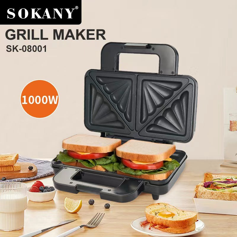 SOKANY08001 Sandwich machine Home breakfast machine Griddle electric baking pan double-sided bread press toaster Hypersku